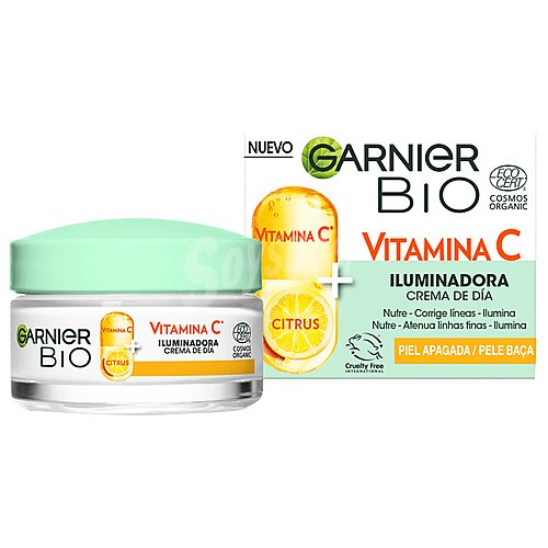 Garnier Crema de dia iluminadora, con vitamina C, para pieles apagadas garnier Bio