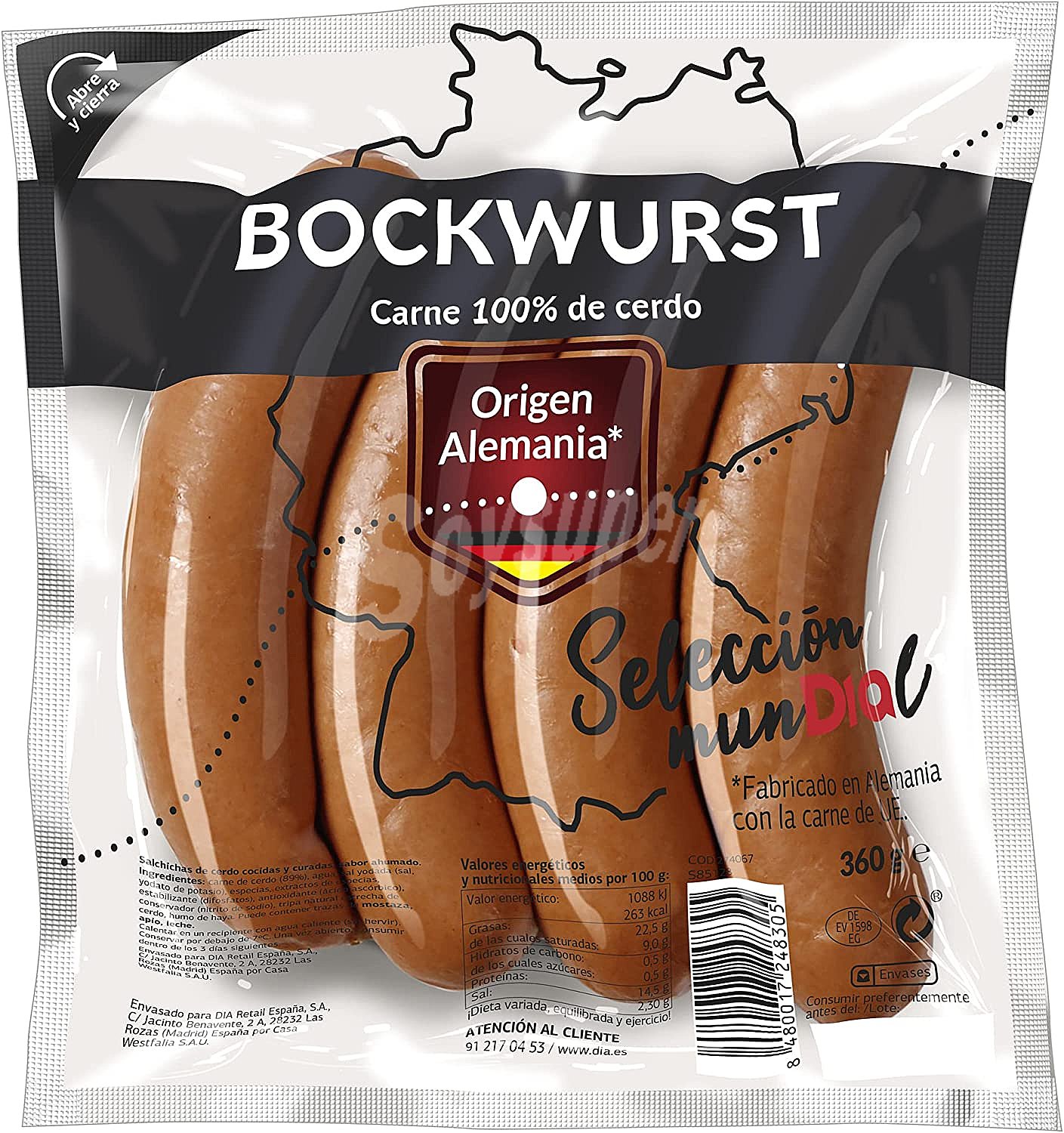 Salchichas cocidas bockwurst Selección Mundial