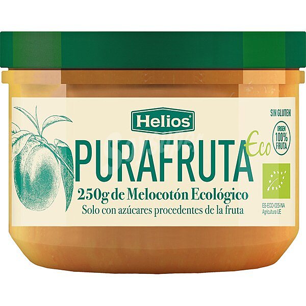 Puré de melocotón ecológico, con azúcares procedentes de fruta purafruta