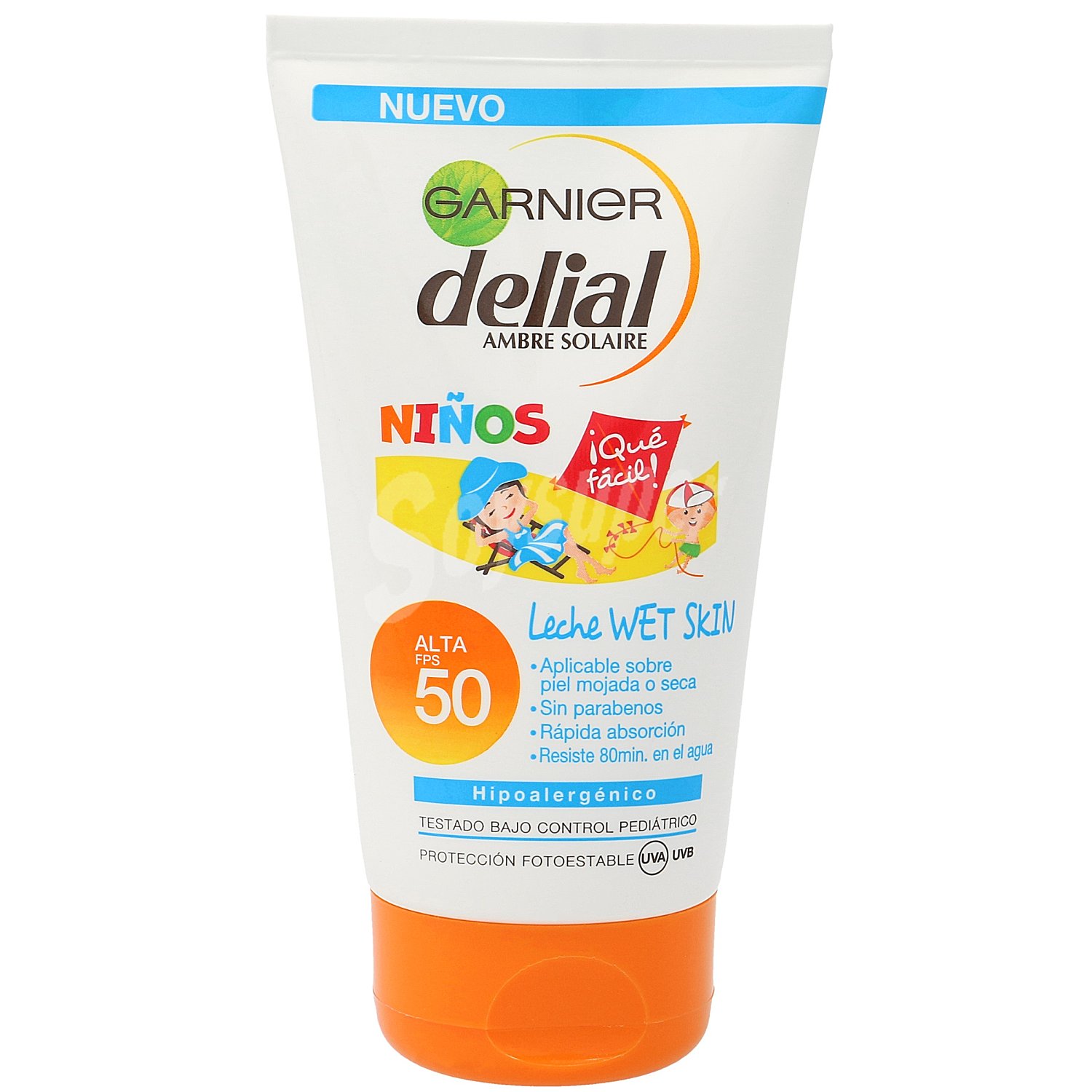 Sensitive Advanced leche Wet Skin solar Niños SPF-50+ resistente al agua aplicable sobre piel mojada o seca