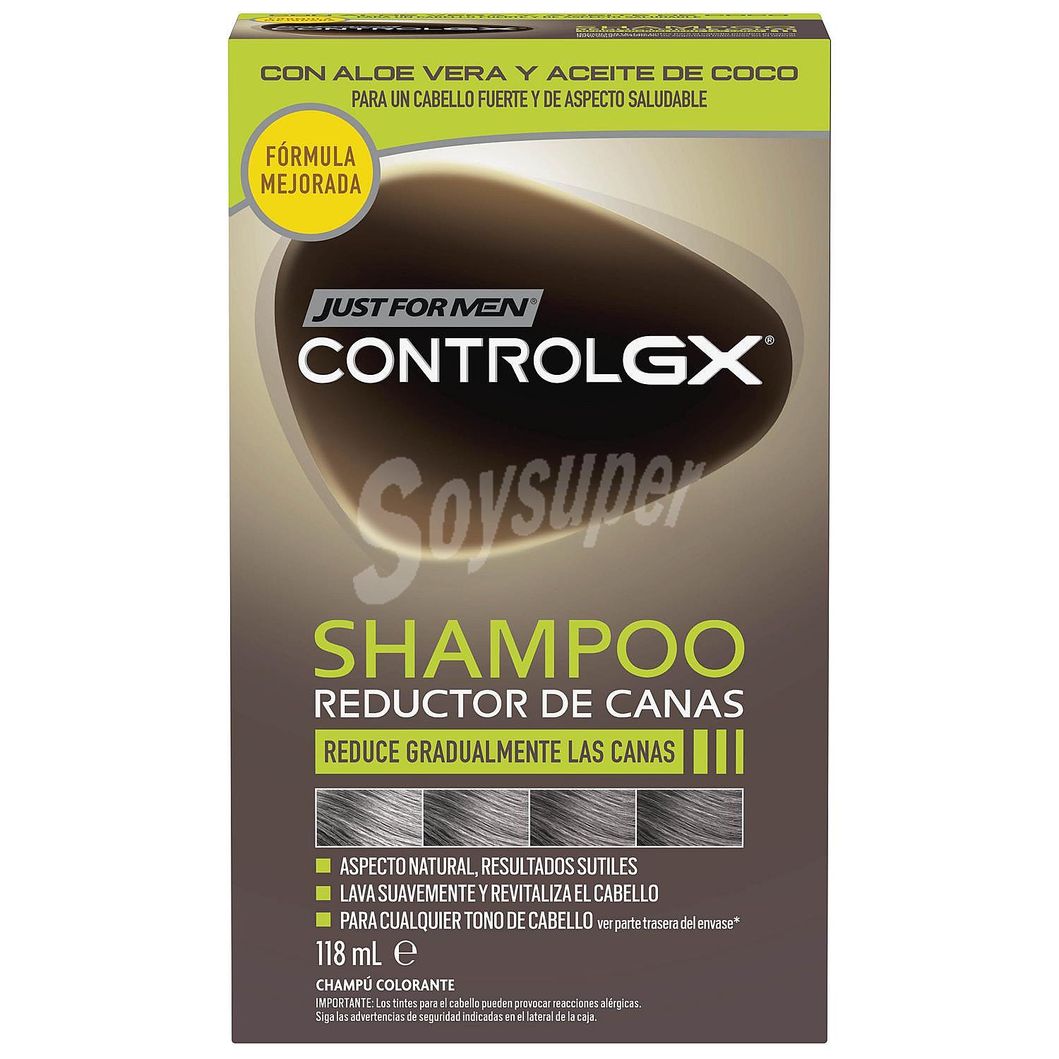 Champú reductor de canas con aloe vera y aceite de coco Control GX Just For Men