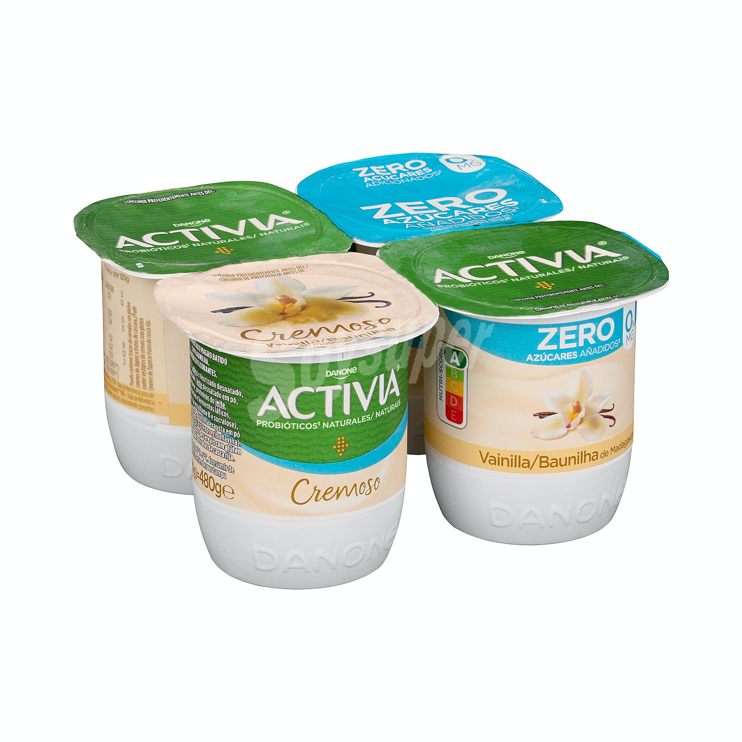 Activia Bífidus cremoso, desnatado (0% materia grasa) y con sabor a vainilla de Madagascar activia Cremoso 0% de Danone