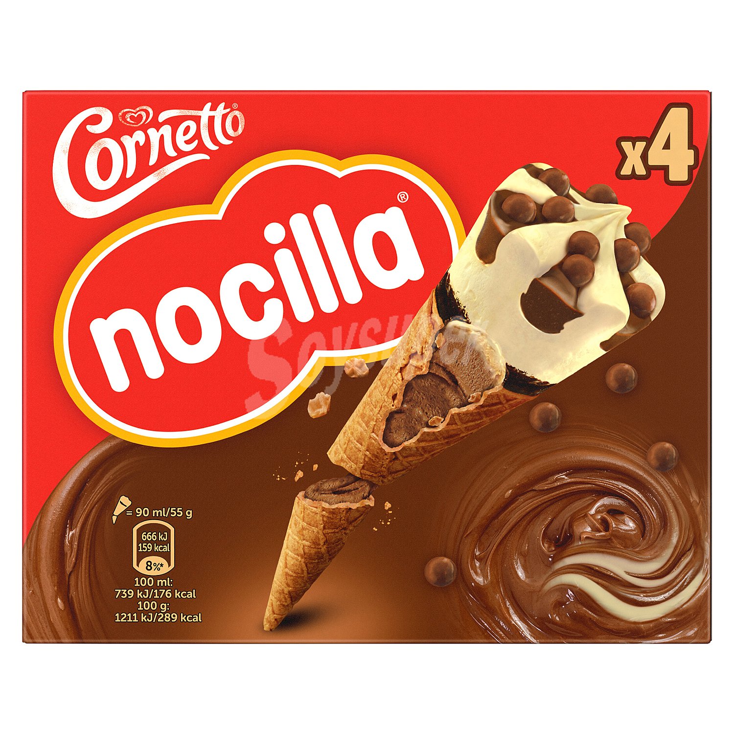 Helado cono de nocilla caja 4 uds 220 gr