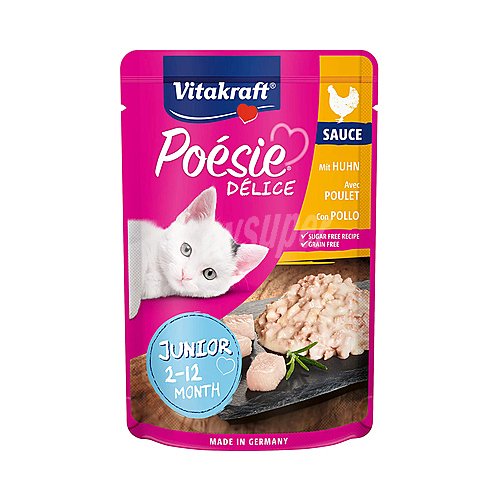 Vitakraft Alimento húmedo completo gatos jóvenes sabor pollo vitakreaft poesies delice