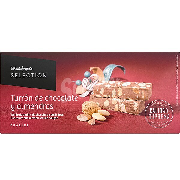 Turrón de chocolate y almendras Sin Gluten Calidad Suprema selection