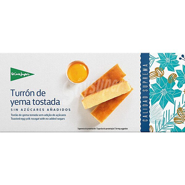 Turrón de yema tostada sin azúcares añadidos Sin Gluten Calidad Suprema selection