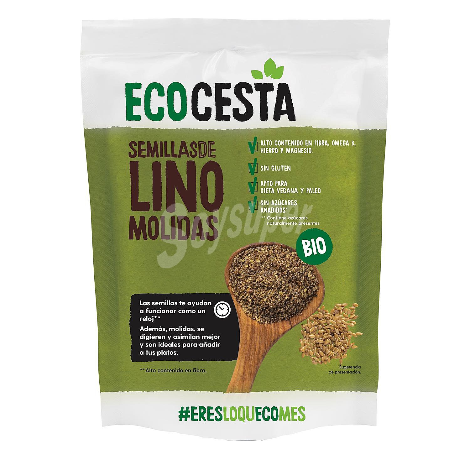 Semillas de lino molidas sin azúcar añadido ecológicas ecocesta sin gluten