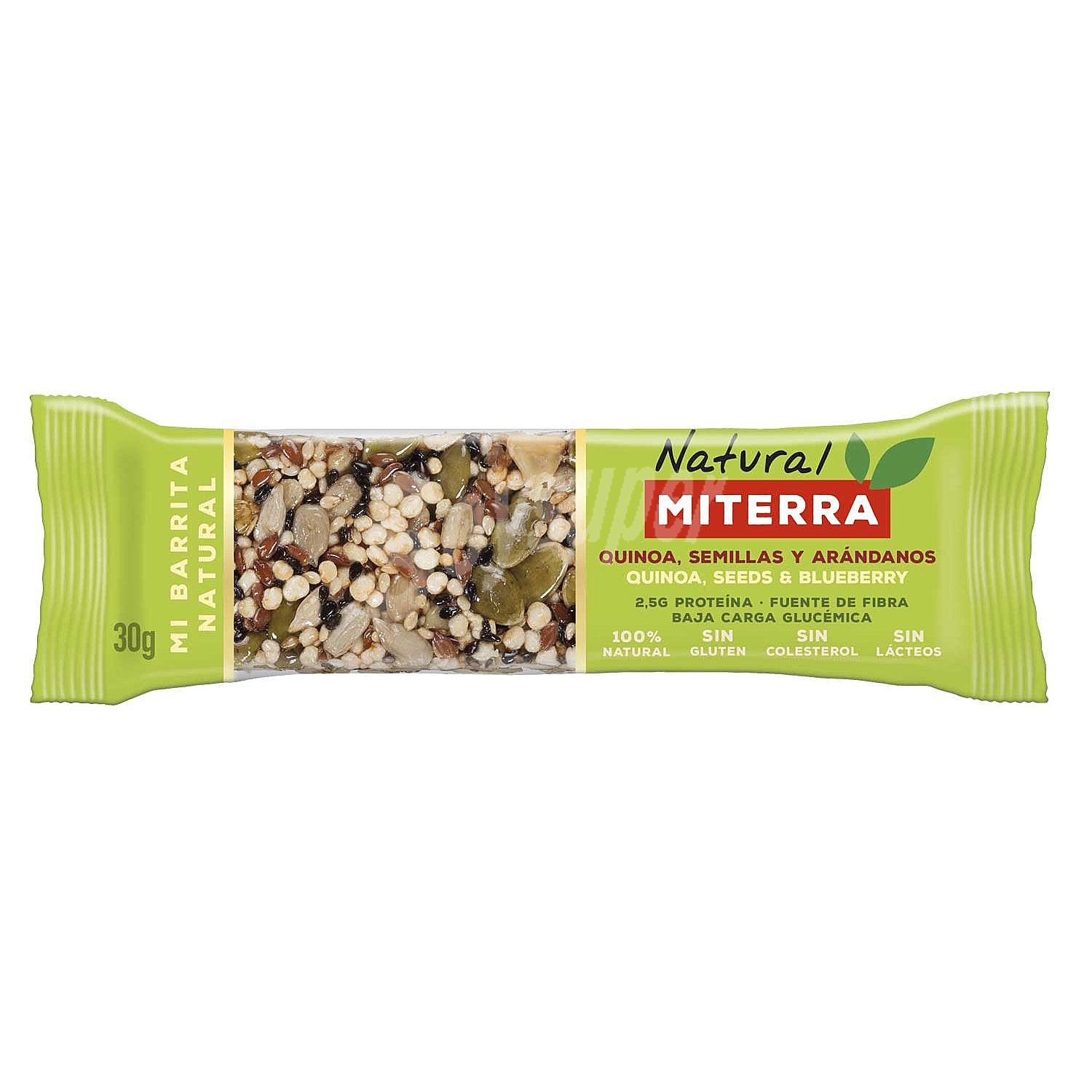 Barrita de quinoa, semillas y arándanos Natural sin gluten