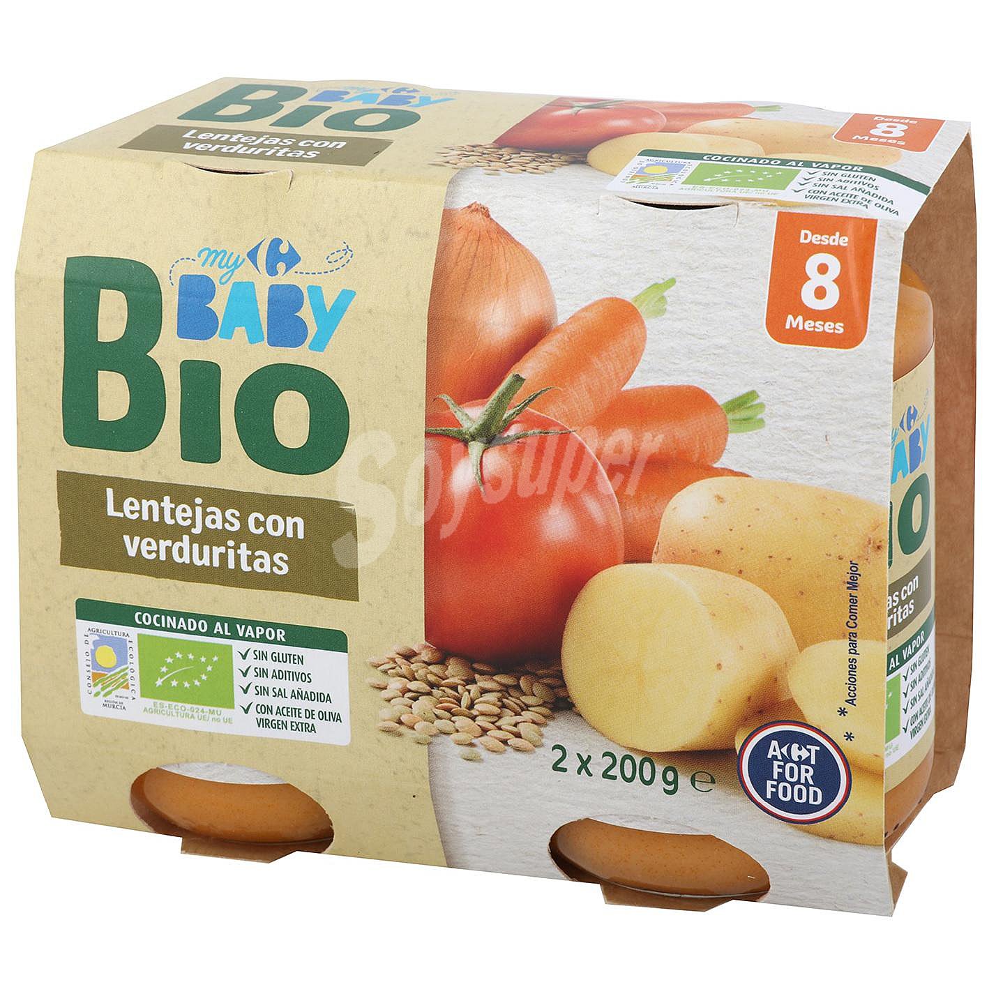 Tarrito de lentejas con verduritas desde 8 meses ecológico Carrefour Baby Bio