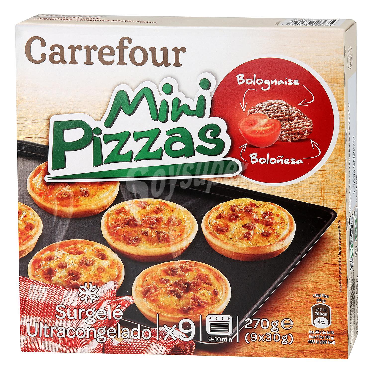 Mini pizzas boloñesa Carrefour