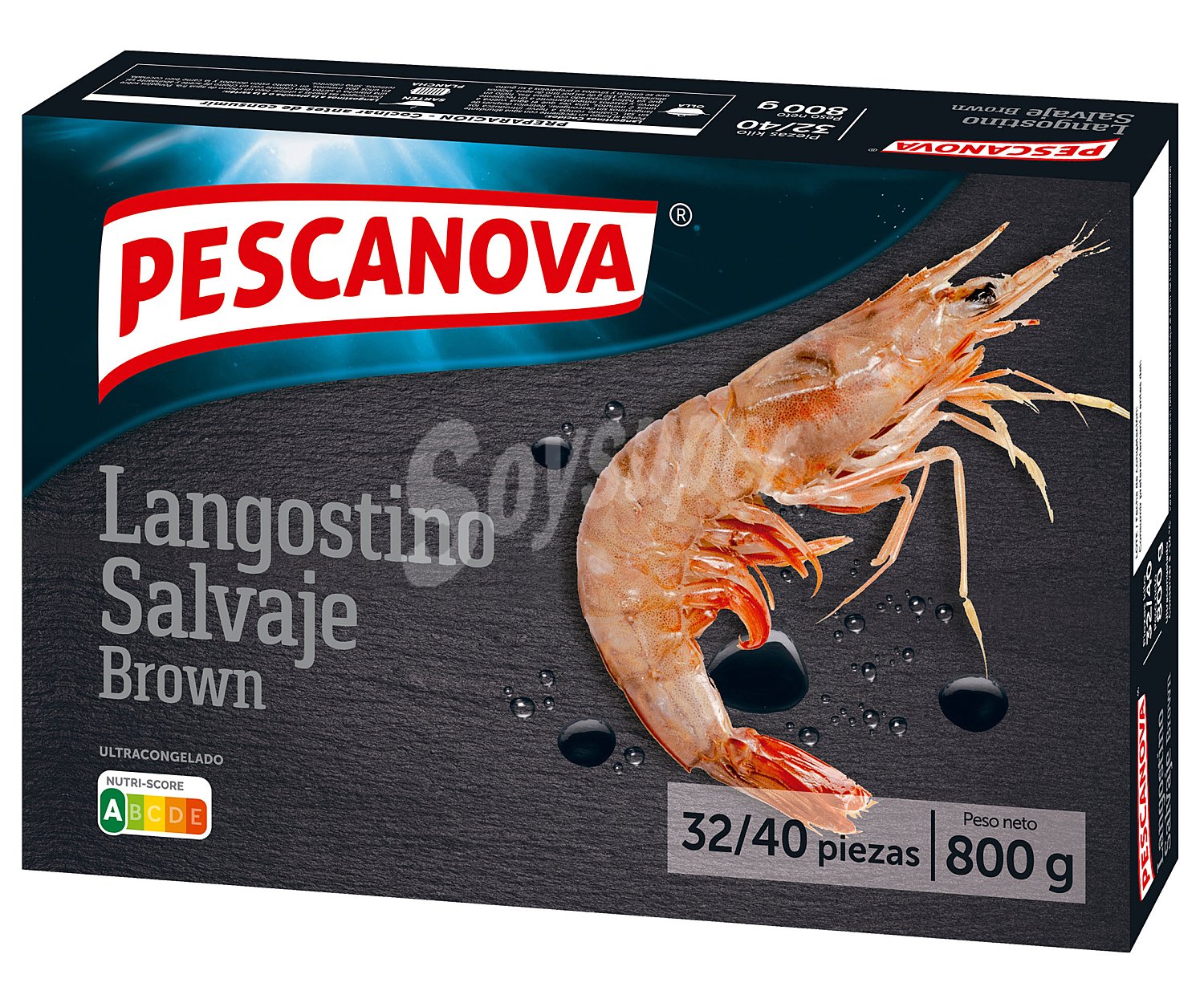 Langostino 32 / 40 brown salvaje, ultracongelado