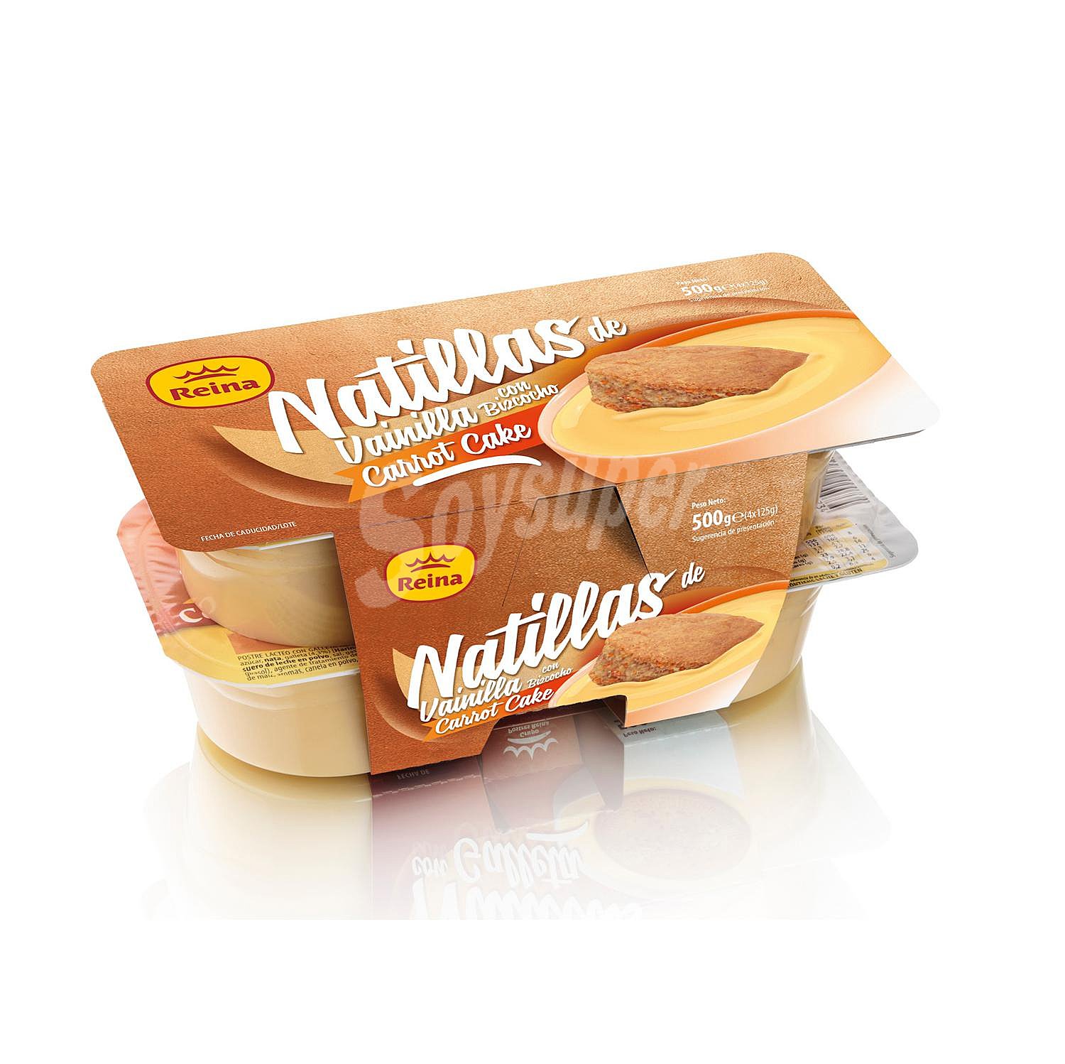 Natillas de vainilla con bizcocho carrot cake