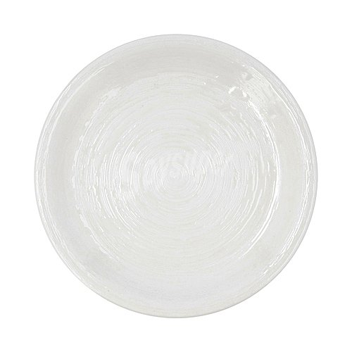 Plato llano de gres color blanco con diseño en relieve, 27cm LA bouchèe by La Cartuja de Sevilla