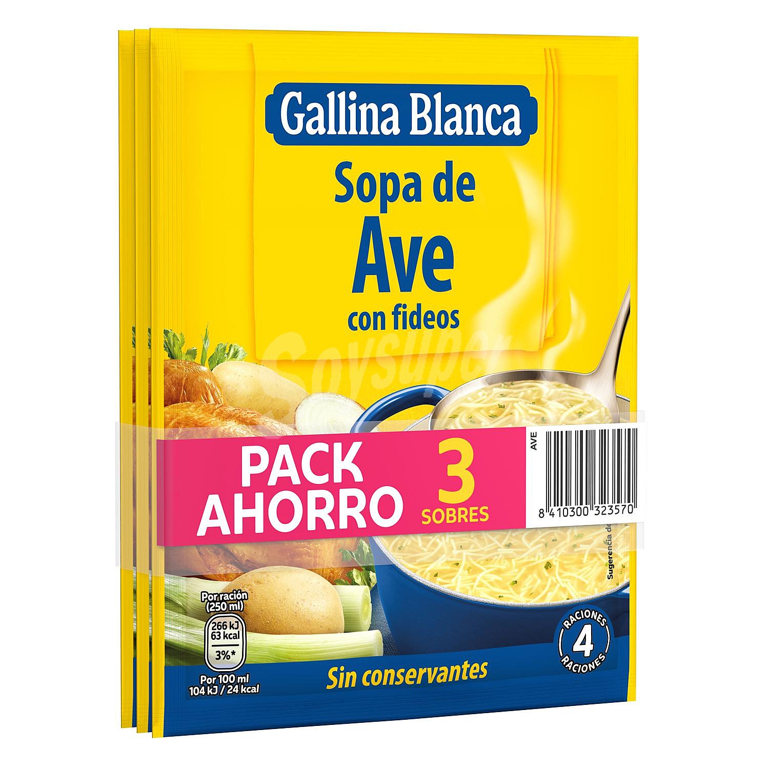 Sopa de ave con fideos