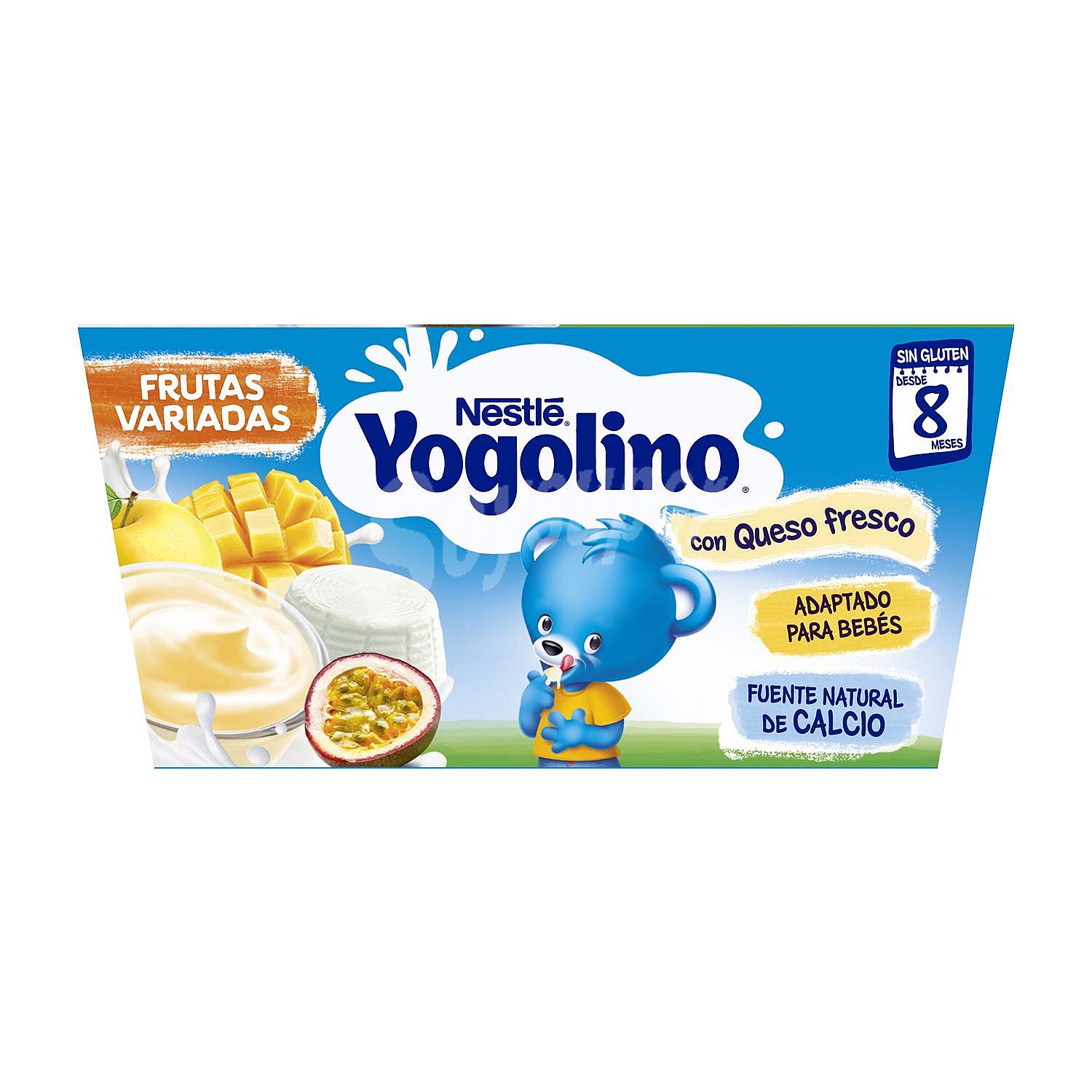 Postre Lácteo con frutas variadas y queso fresco desde 8 meses Nestlé Yogolino sin gluten sin aceite de palma