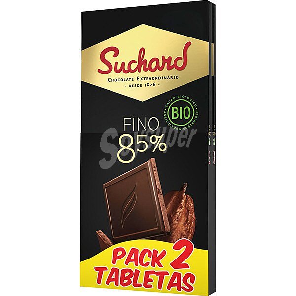 Bio chocolate fino negro 85% cacao ecológico s 90 G