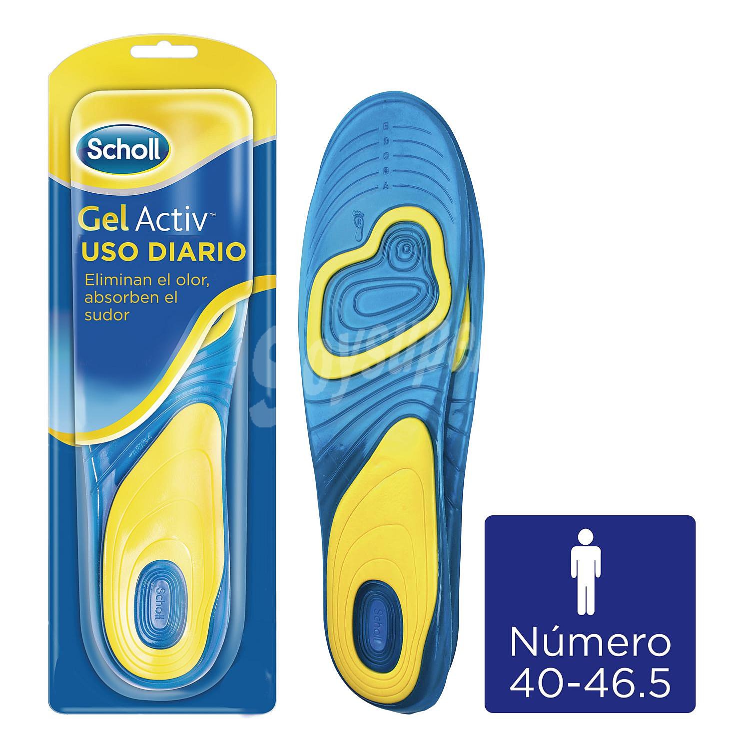 Plantillas hombre gel activ uso diario elimina el olor absorbe el sudor Scholl 1 par