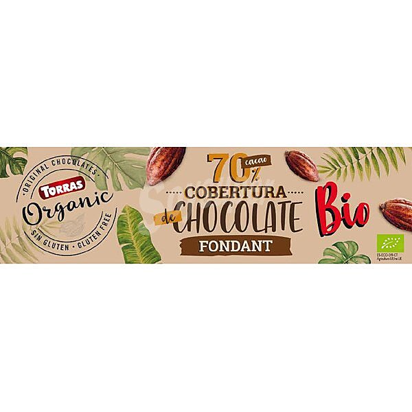 Bio Fondant cobertura de chocolate al 70% de cacao ecológico y sin gluten tableta 225 g