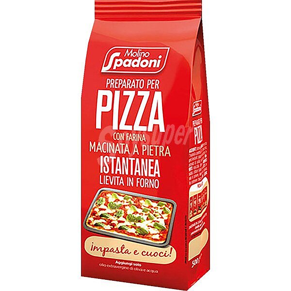 Preparado para hacer pizza con harina molida a la piedra spadoni