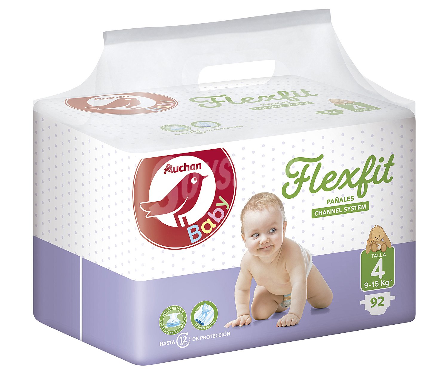 Pañales talla 4 para bebés de 9 a 15 kilogramos baby flexfit