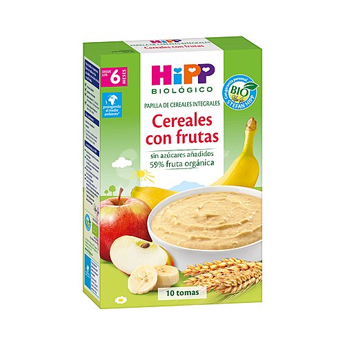 Hipp Papilla de cereales integrales con fruta (manzana y plátano), a partir de 6 meses hipp Biológico