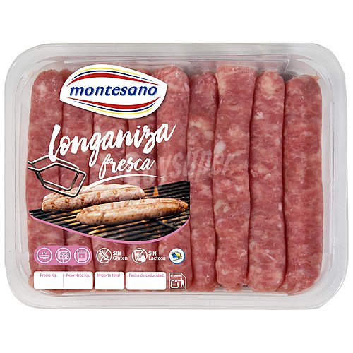 Longaniza blanca fresca, elaborada en Canarias, sin gluten ni lactosa montensano 355 g.