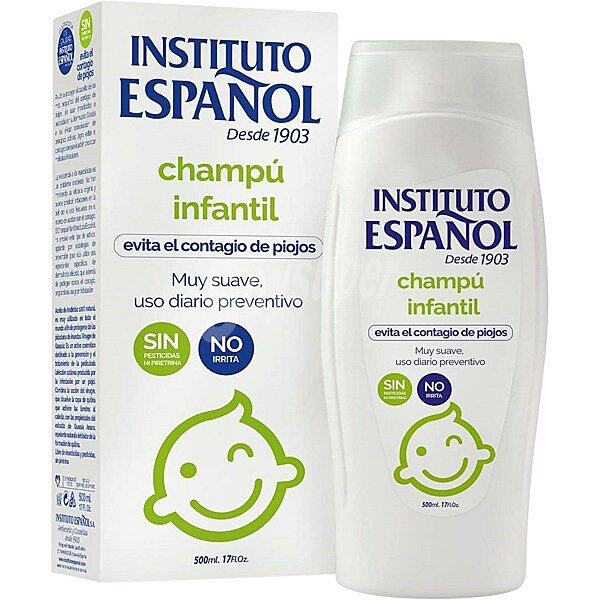 Champú infantil anti piojos, de uso frecuente, muy suave y sin irritaciones