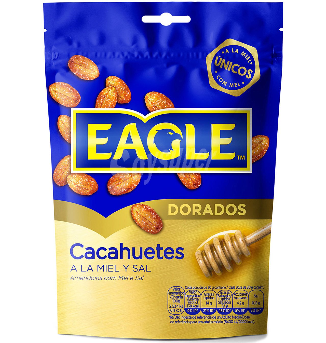 Cacahuetes tostados con miel y sal