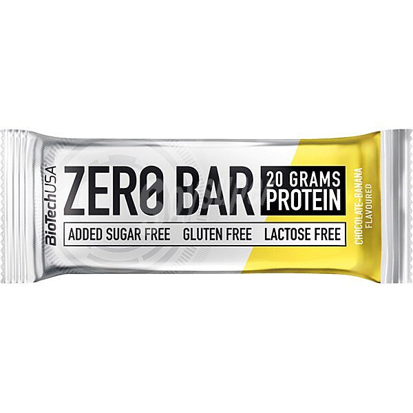 Zero barrita de proteinas sabor chocolate y plátano sin gluten, sin lactosa y sin azúcares añadidos