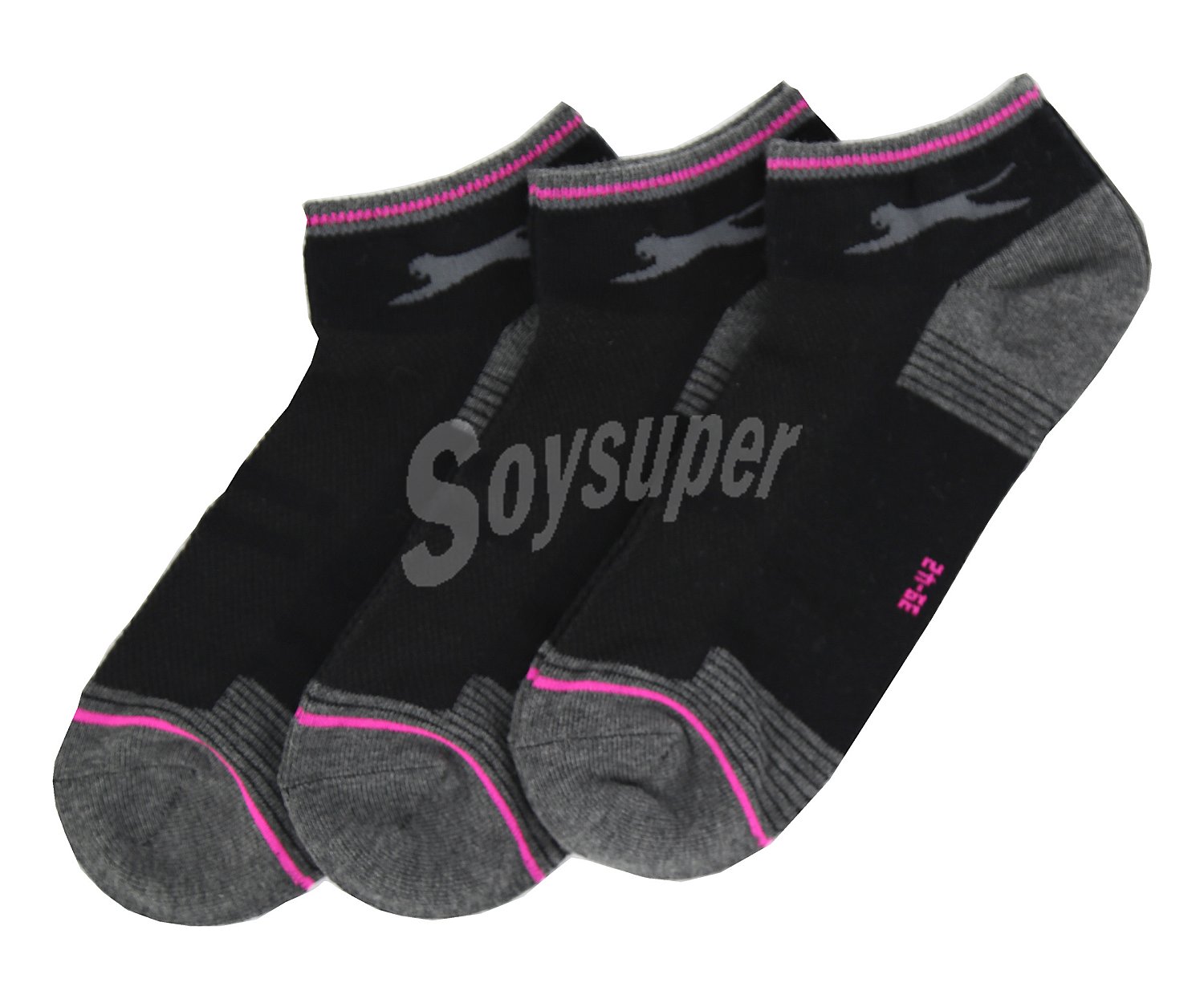 Lote de 3 pares de calcetines deportivos para mujer slazenger, talla 35/38