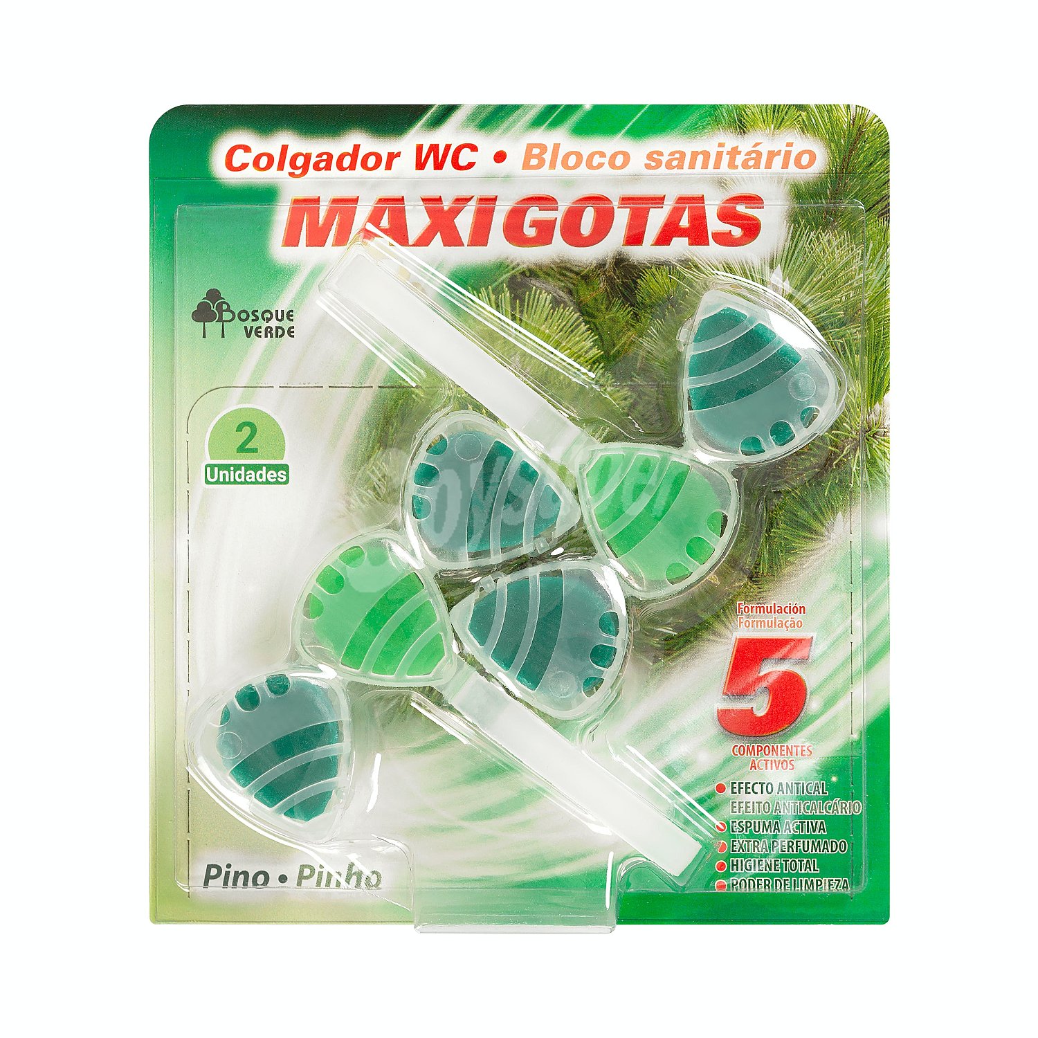 Block colgador wc maxi gotas aroma pino