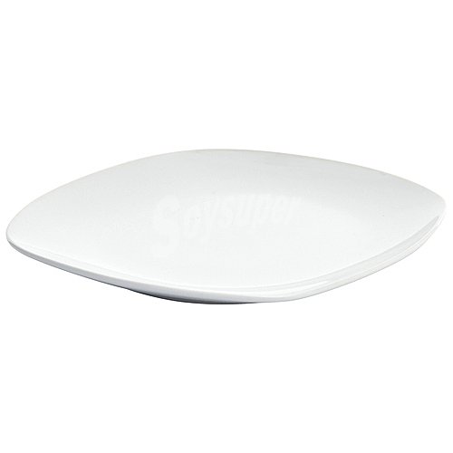 Plato para postre cuadrado, fabricado en porcelana blanca, 20cm, actuel.