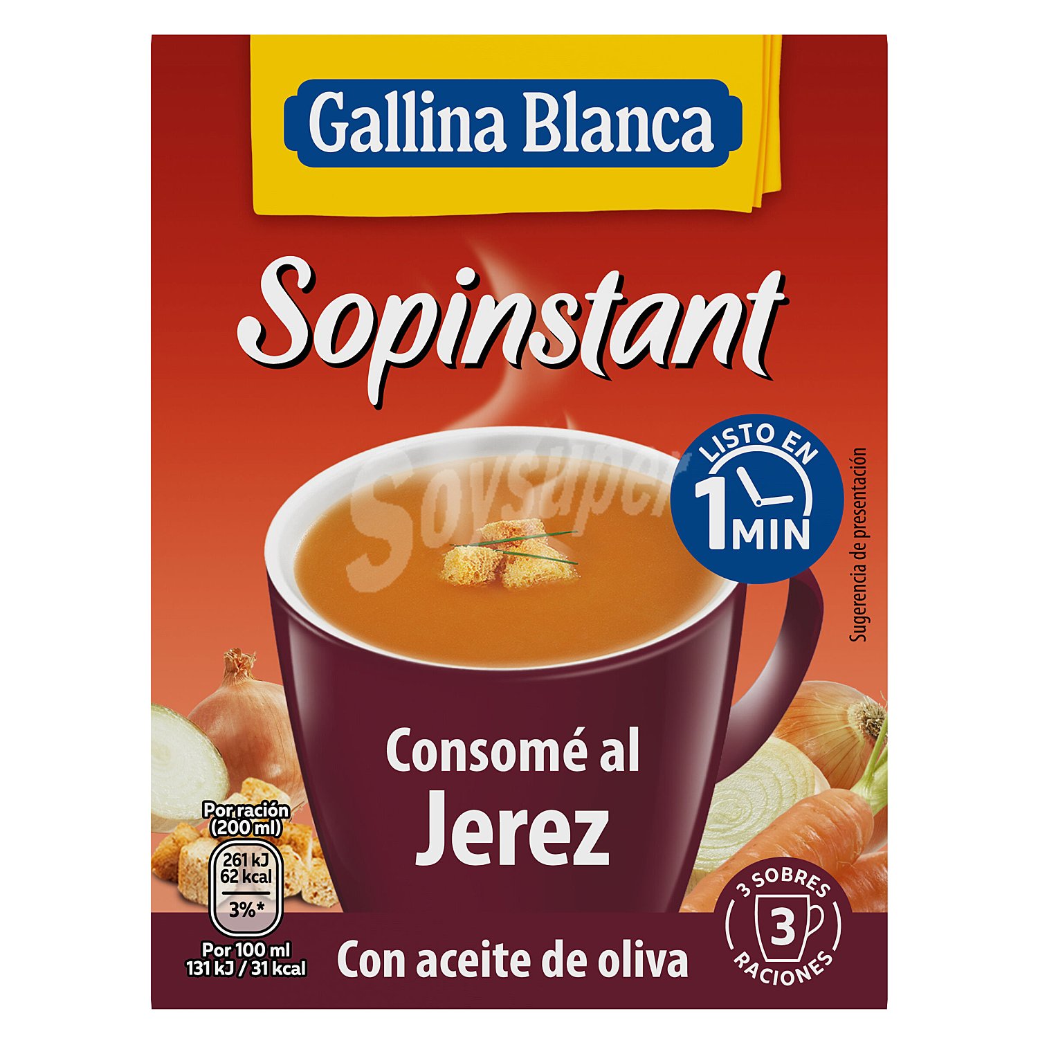 Sopinstant consomé al jerez con picatostes