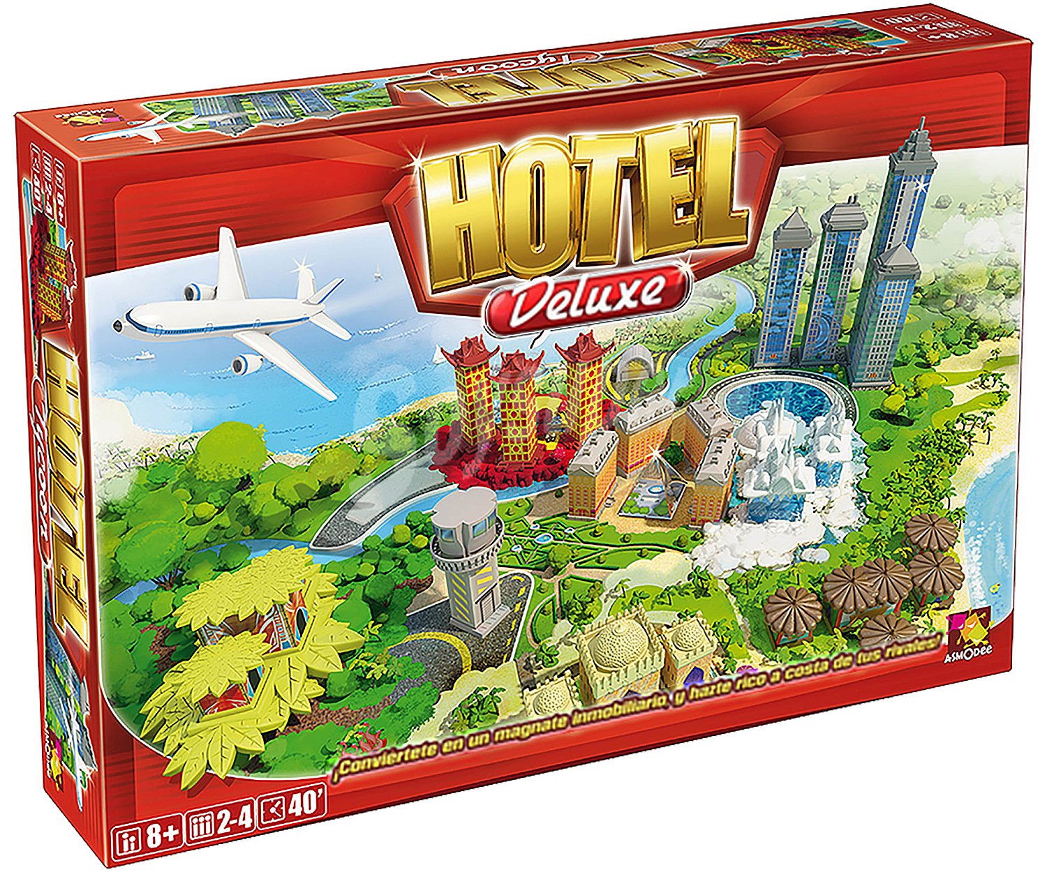 Juego de mesa familiar de estrategia Hotel Deluxe, de 2 a 4 jugadores, ASMODEE.