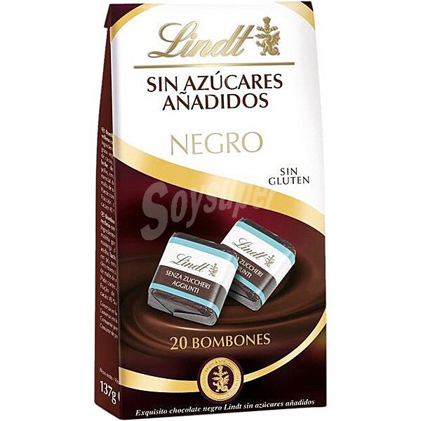 Negro pralinés de chocolate negro 0% azúcares añadidos y sin gluten