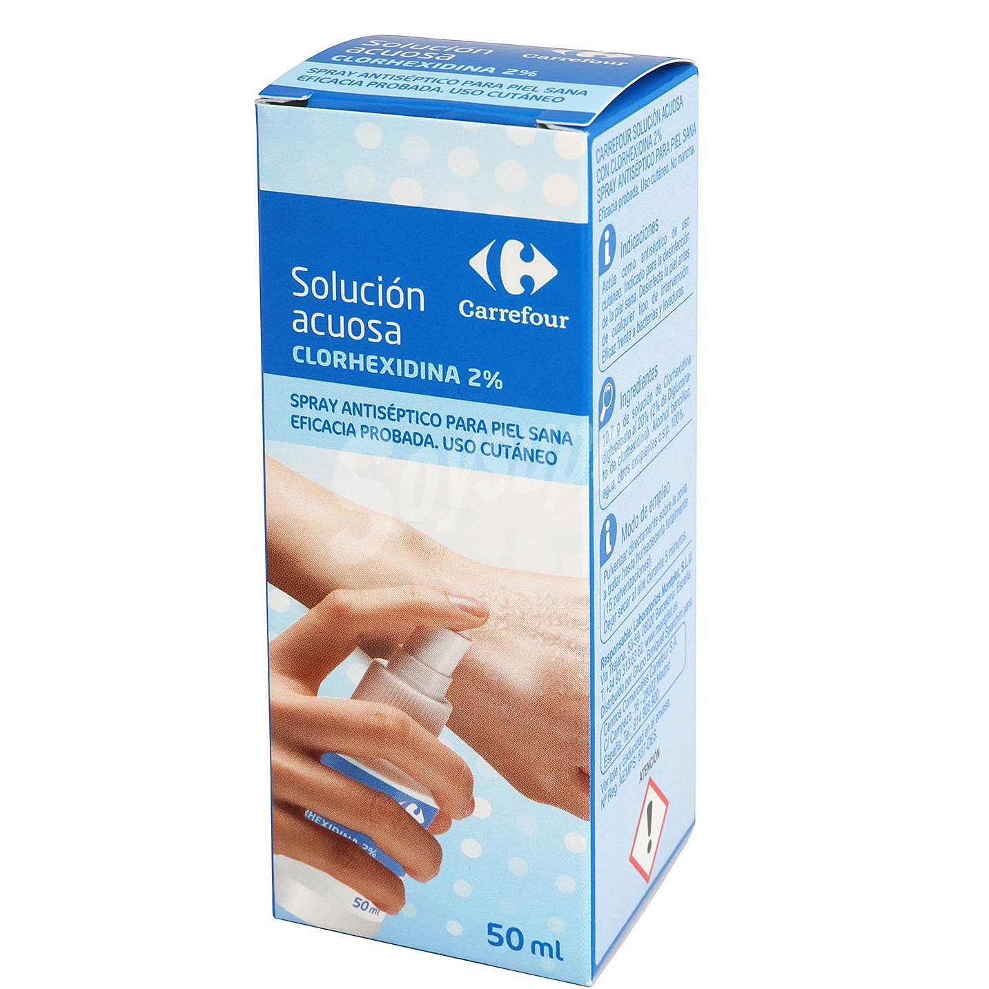 Solucion acuosa clorhexidina 2% en spray antiséptico para piel sana