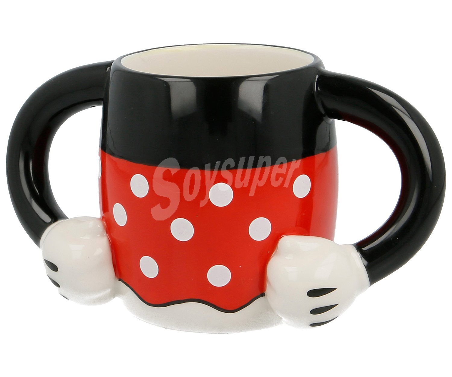 Taza de diseño con la forma del cuerpo de Minnie de color negro y rojo con capacidad para , disney