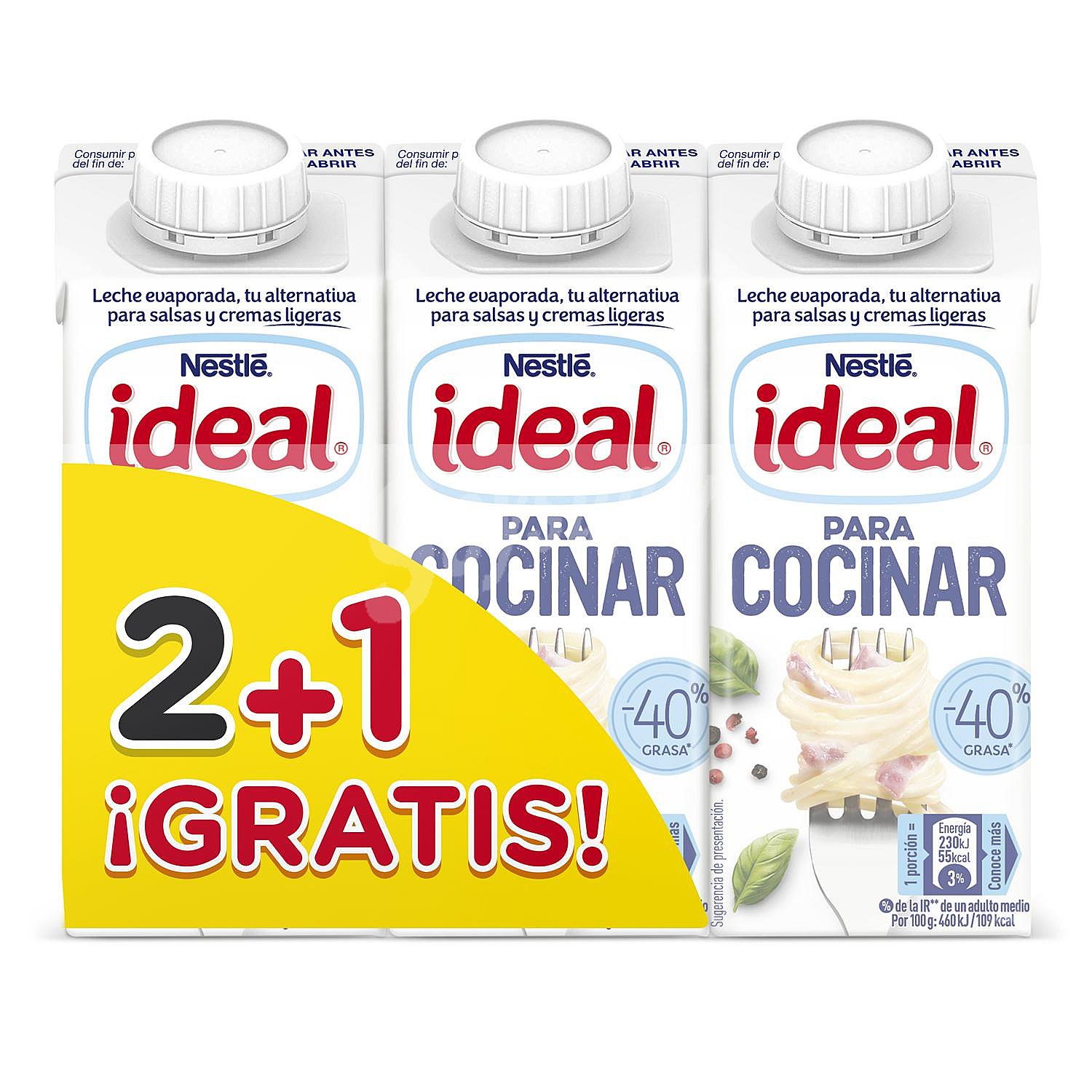 Leche evaporada para cocinar -40% grasas