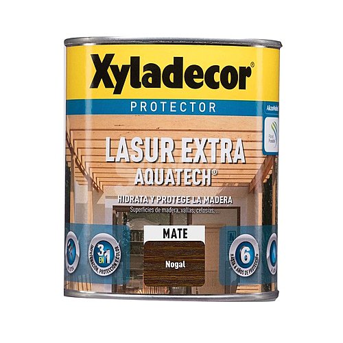 Protector mate para madera, Nogal, interior-exterior, xyladecor Lasur Extra Mate Aquatech