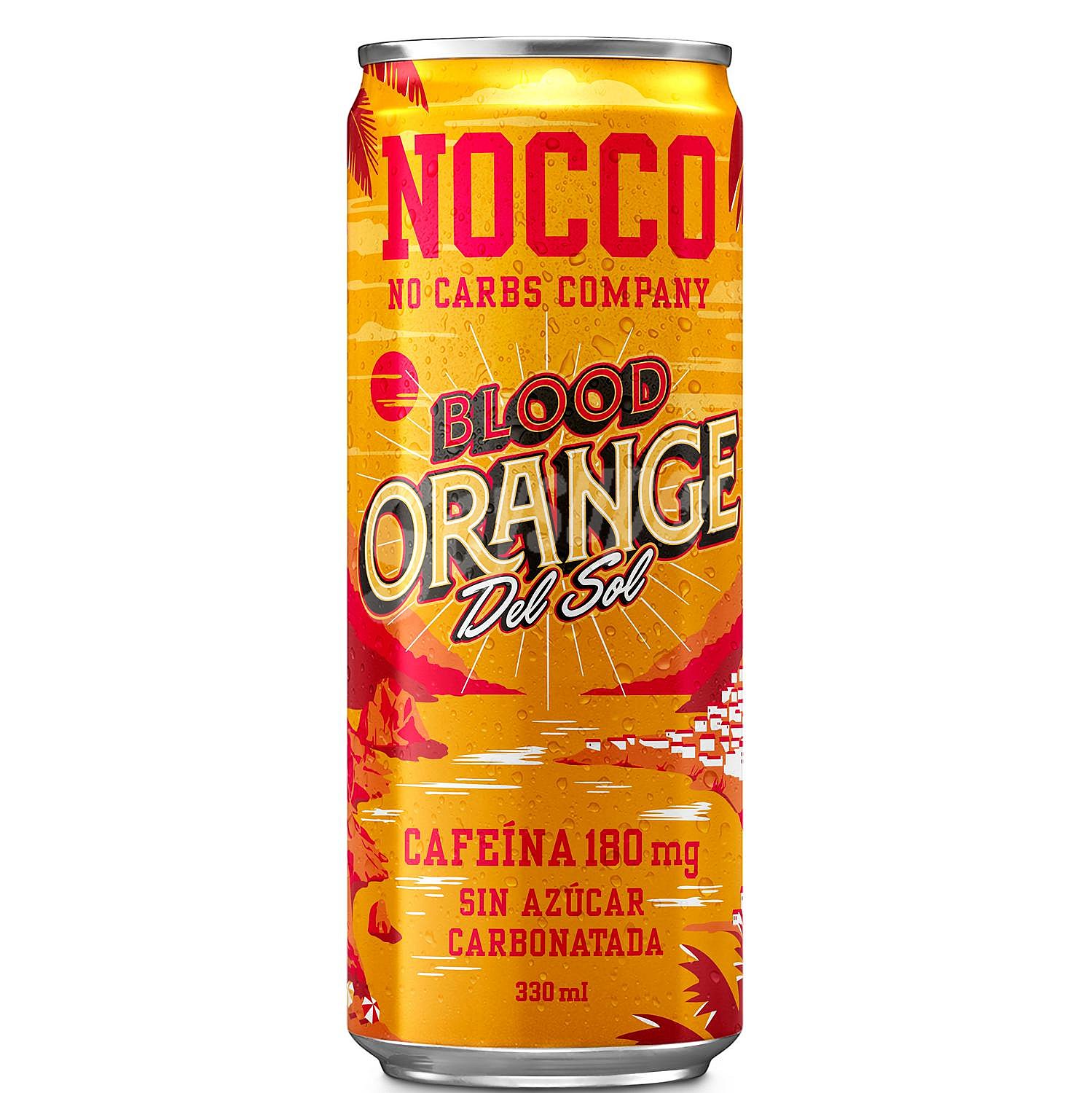 Blood Orange del Sol bebida energética enriquecida con bcaa y 180 mg de cafeína sin azúcar