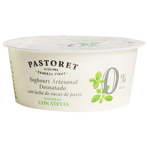 Pastoret Yogur cremoso artesanal desnatado (0% materia grasa), sabor natural con Stevia pastoret