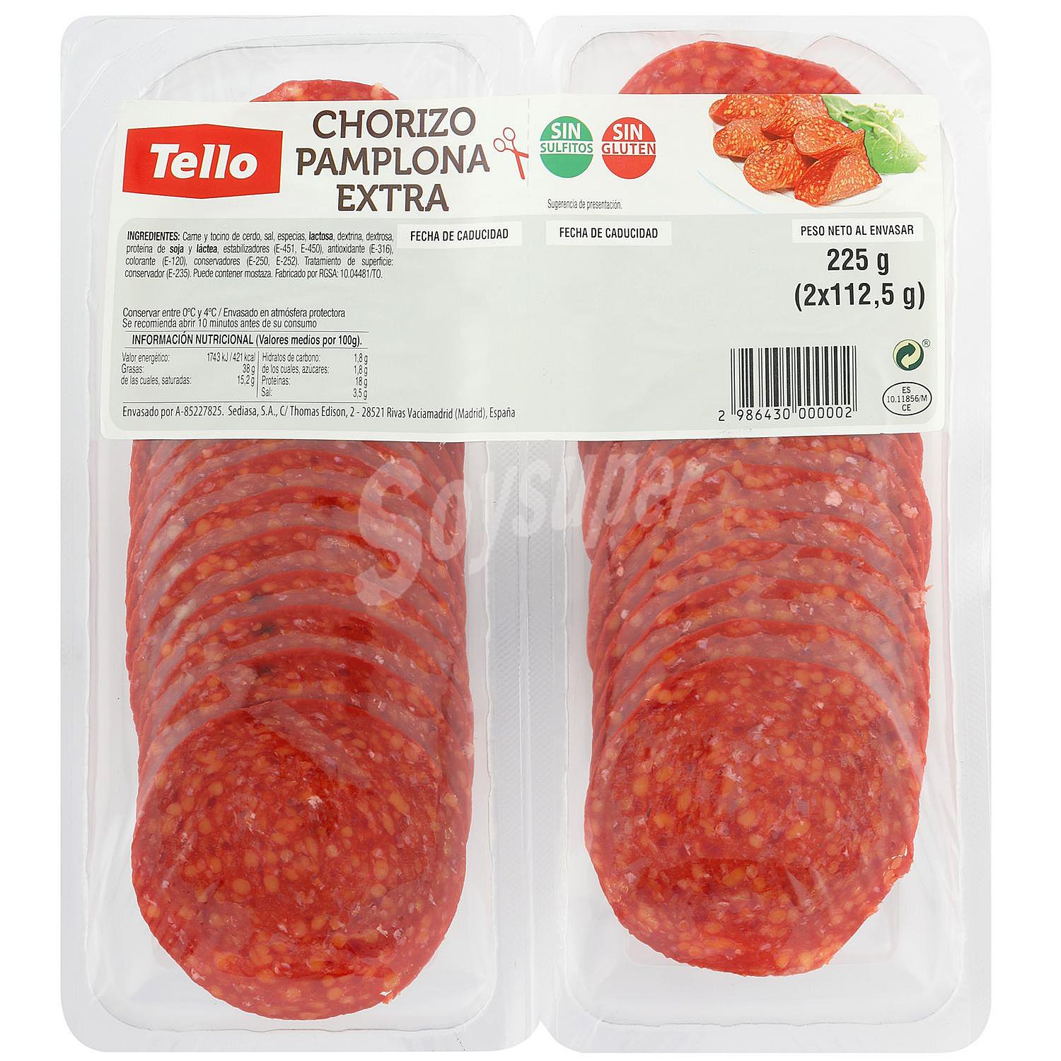 Chorizo pamplona extra en locnhas sin gluten bipack