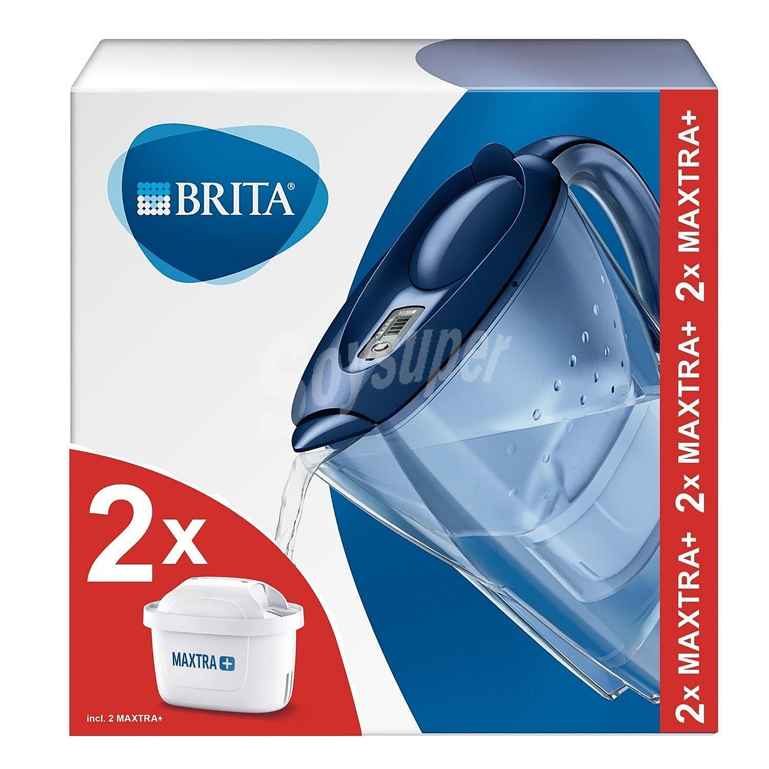 Jarra purificadora Marella color azul, , incluye 2 filtros Maxtra brita