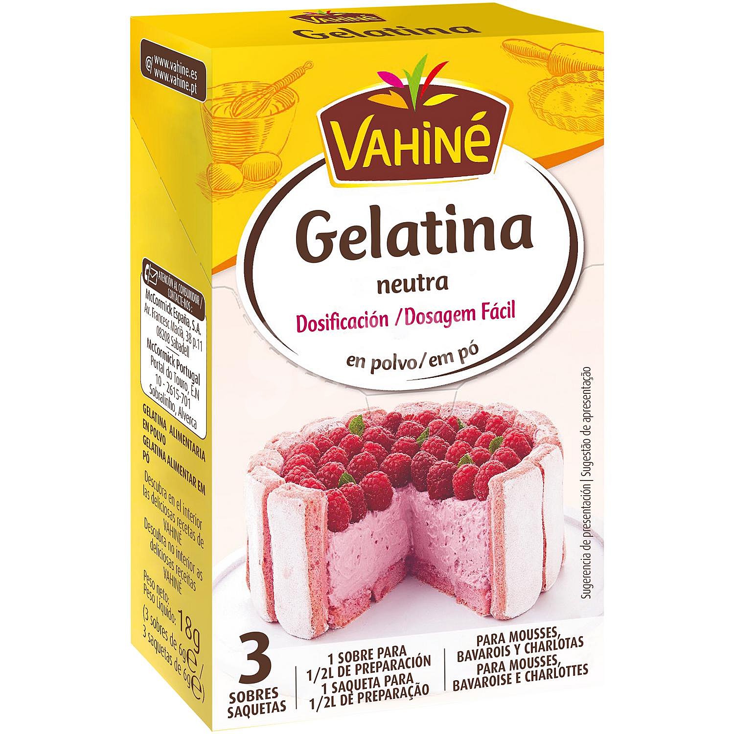 Gelatina neutra en polvo Vahiné