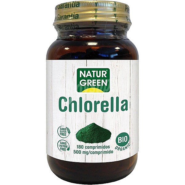 Chlorella en polvo Bio sin gluten y sin lactosa ayuda a eliminar toxinas 180 comprimidos