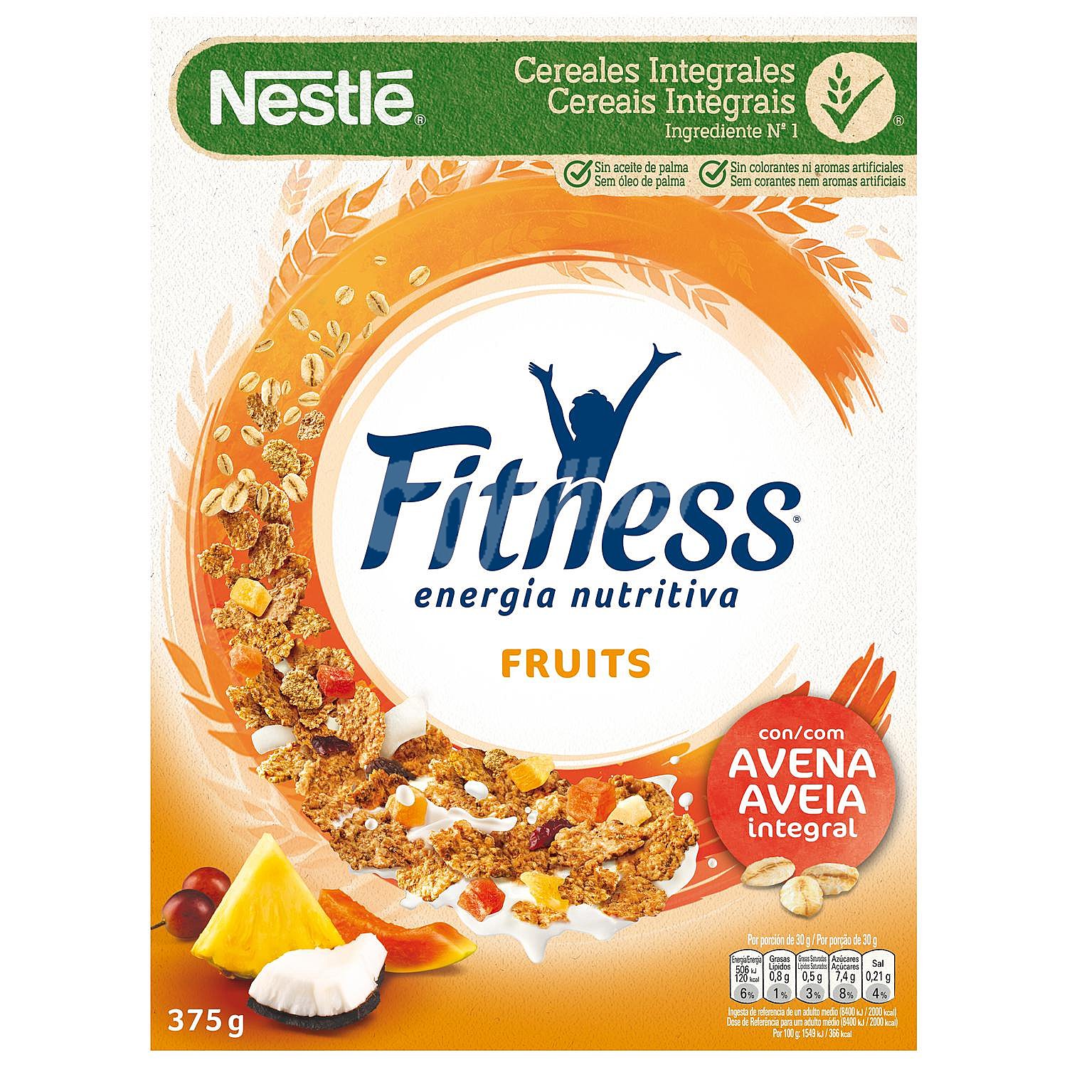 Cereales de avena integral y frutas