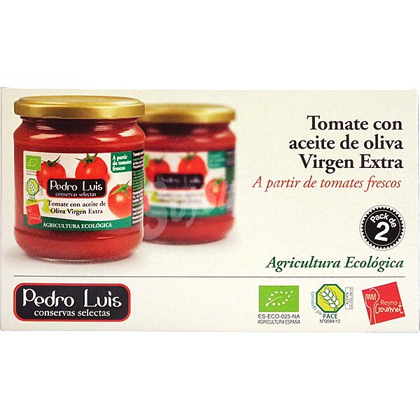 Tomate frito ecológico con aceite de oliva virgen extra pack 2 frasco 340 g