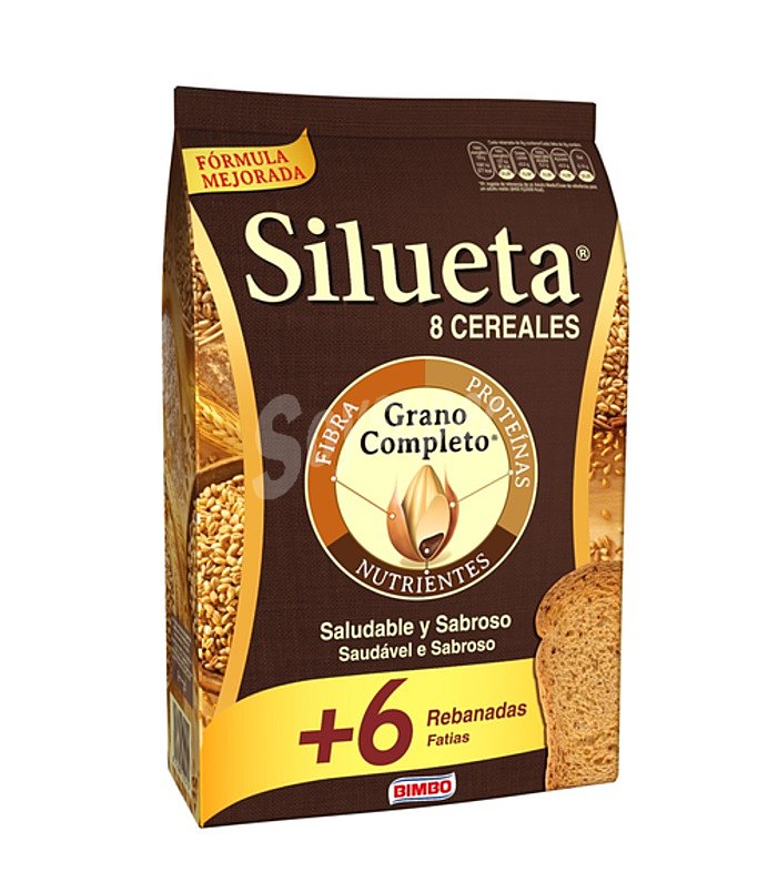 Pan tostado integral 8 cereales silueta