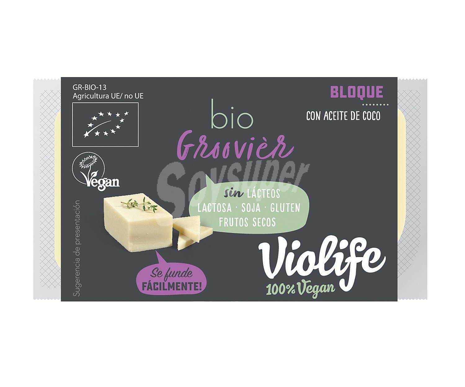 Bloque vegano ecológico sabor Gruyere