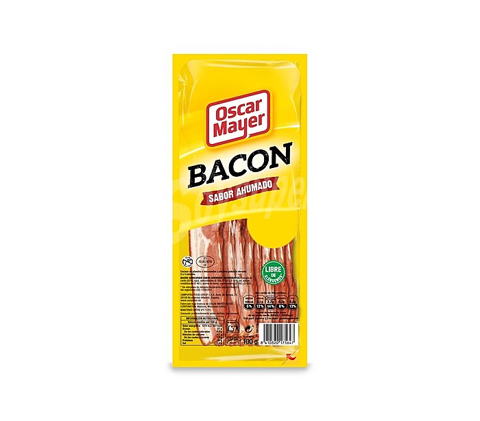 Bacon sabor ahumado en lonchas sin gluten